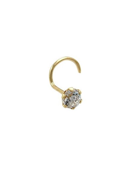 nose screw piercing 3mm white square cubic zirconia 18k gold