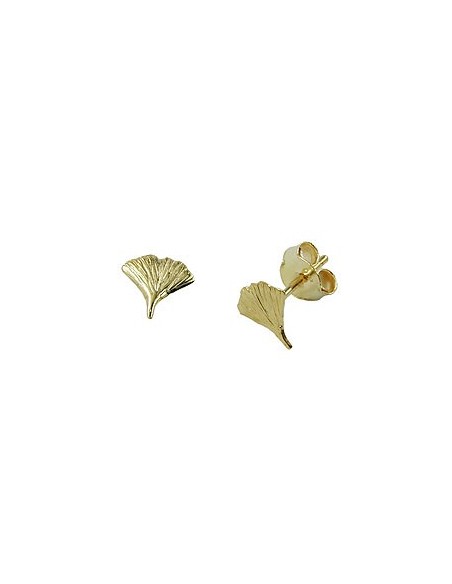stud earrings 7mm ginkgo leaf shiny 9k gold