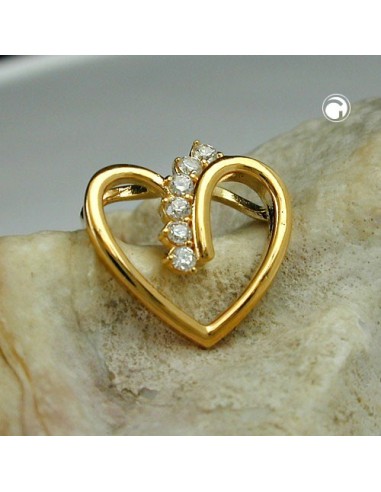pendant heart with zirconia 3 micron gold-plated