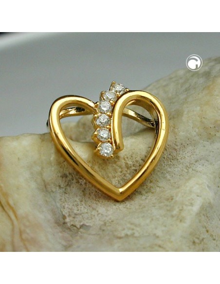pendant heart with zirconia 3 micron gold-plated