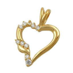 pendant heart with zirconia 3 micron gold-plated