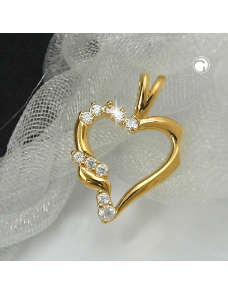 pendant heart with zirconia 3 micron gold-plated