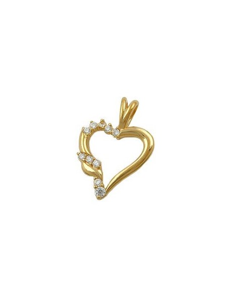 pendant heart with zirconia 3 micron gold-plated