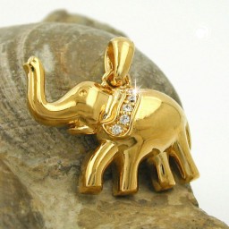 pendant elephant 3 micron gold-plated