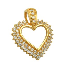 pendant large heart with zirconia 3 micron gold-plated