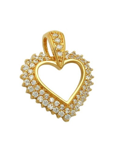 pendant large heart with zirconia 3 micron gold-plated