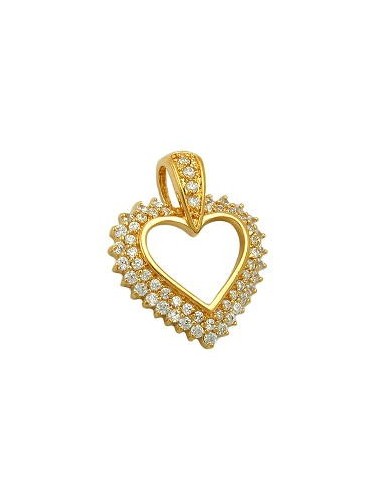 pendant large heart with zirconia 3 micron gold-plated