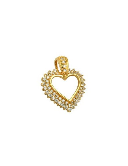 pendant large heart with zirconia 3 micron gold-plated