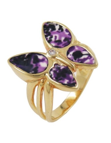 ring 18ct gold plated butterfly zirconia