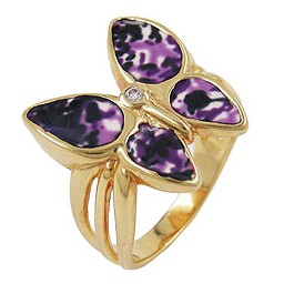 ring 18ct gold plated butterfly zirconia