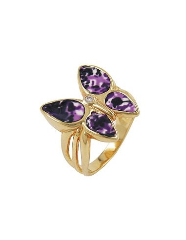 ring 18ct gold plated butterfly zirconia