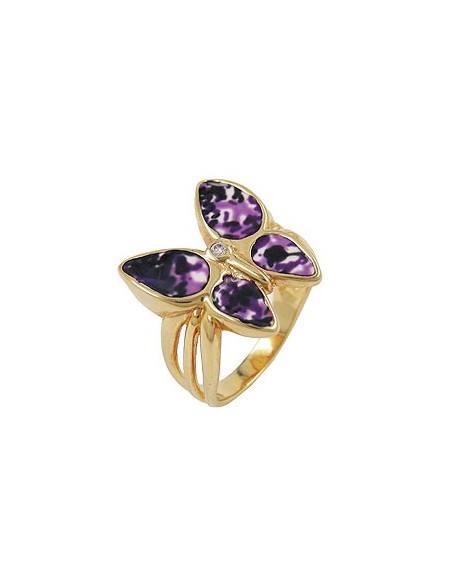 ring 18ct gold plated butterfly zirconia