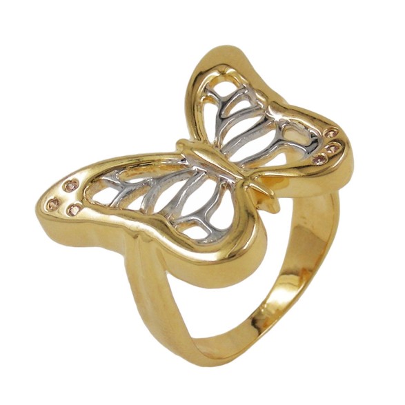 ring 18ct gold plated butterfly