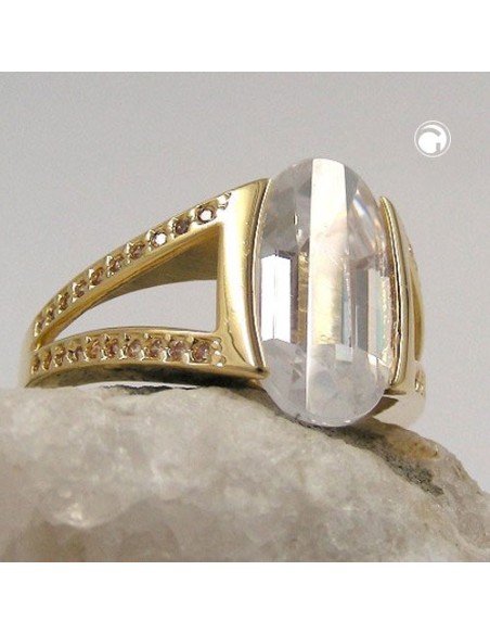 ring 18ct gold plating 14mm zirconia