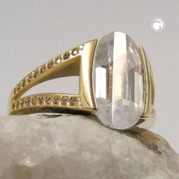 ring 18ct gold plating 14mm zirconia