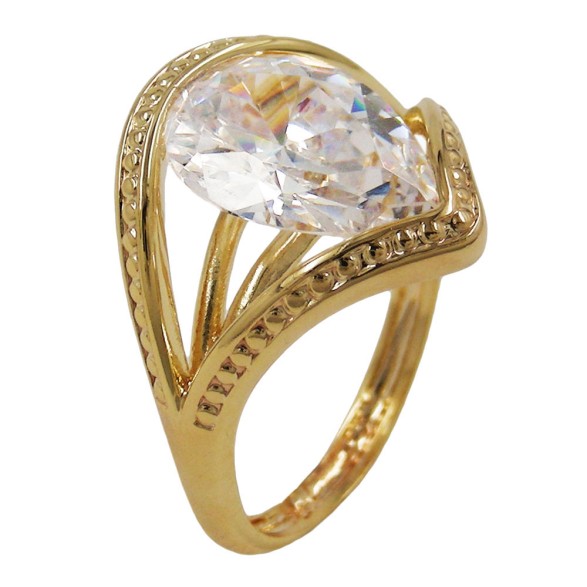 ring 18mm zirconia 18k gold plating