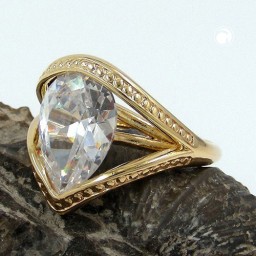 ring 18mm zirconia 18k gold plating