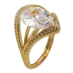 ring 18mm zirconia 18k gold plating