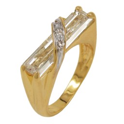 ring 7mm 18k gold plated cubic zirconia