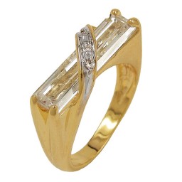 ring 7mm 18k gold plated cubic zirconia