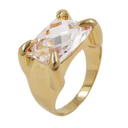 ring 14x10mm 18k gold plated zirconia