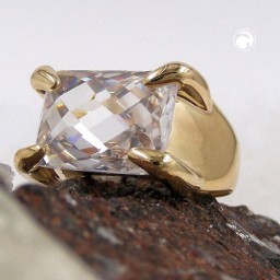 ring 14x10mm 18k gold plated zirconia