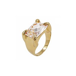 ring 14x10mm 18k gold plated zirconia