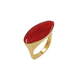 ring red marbled 18k gold plated