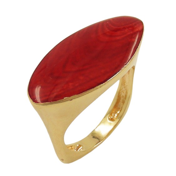 ring red marbled 18k gold plated