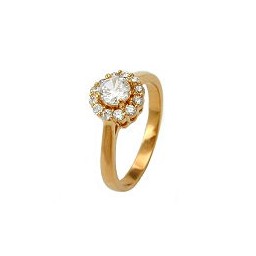 ring with zirconia flower gold plated 3 micron