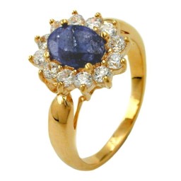 ring lapis lazuli stone gold plated 3 micron