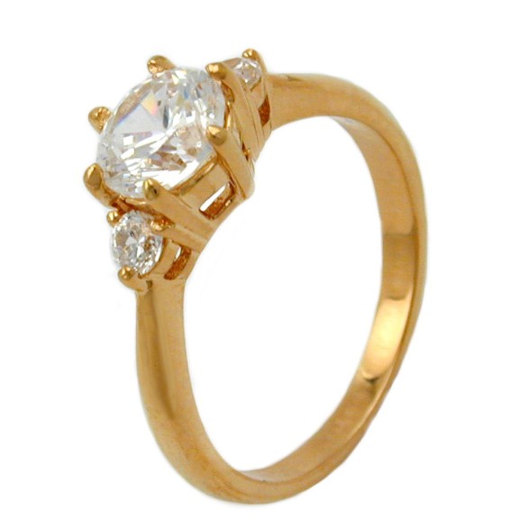 ring with zirconia gold plated 3 micron