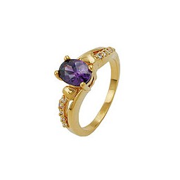 ring with zirconia purple gold plated 3 micron