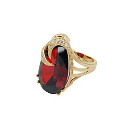 ring with zirconia garnet red gold plated 3 micron