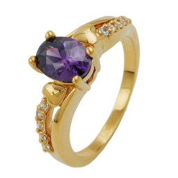 ring with zirconia purple gold plated 3 micron