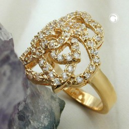 ring with zirconia rose gold plated 3 micron