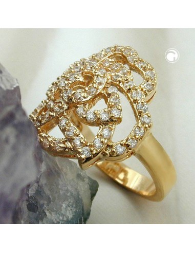 ring with zirconia rose gold plated 3 micron