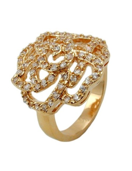 ring with zirconia rose gold plated 3 micron