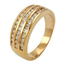 ring with zirconia three rows gold plated 3 micron