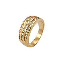 ring with zirconia three rows gold plated 3 micron