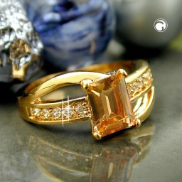 ring with zirconia topas gold plated 3 micron