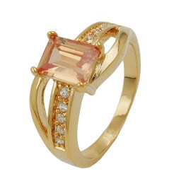 ring with zirconia topas gold plated 3 micron