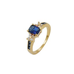 ring white & blue zirconia gold plated 3 micron