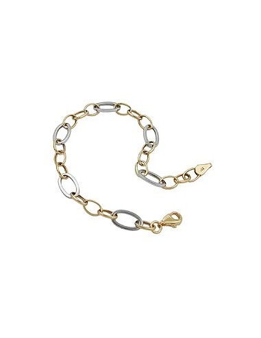 bracelet 7mm anchor chain oval bicolor alloyed white gold 9k gold 19cm
