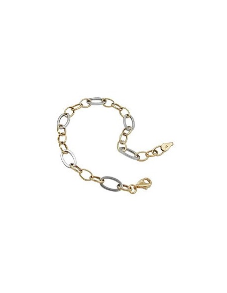 bracelet 7mm anchor chain oval bicolor alloyed white gold 9k gold 19cm