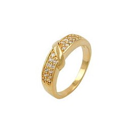 ring with zirconia crossing loop gold plated 3 micron