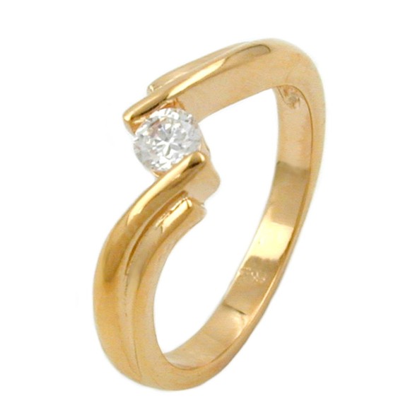 ring with zirconia gold plated 3 micron