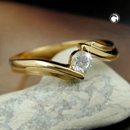 ring with zirconia gold plated 3 micron