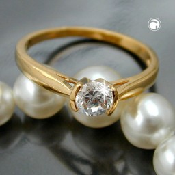 ring with zirconia gold plated 3 micron