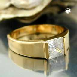 ring with zirconia gold plated 3 micron